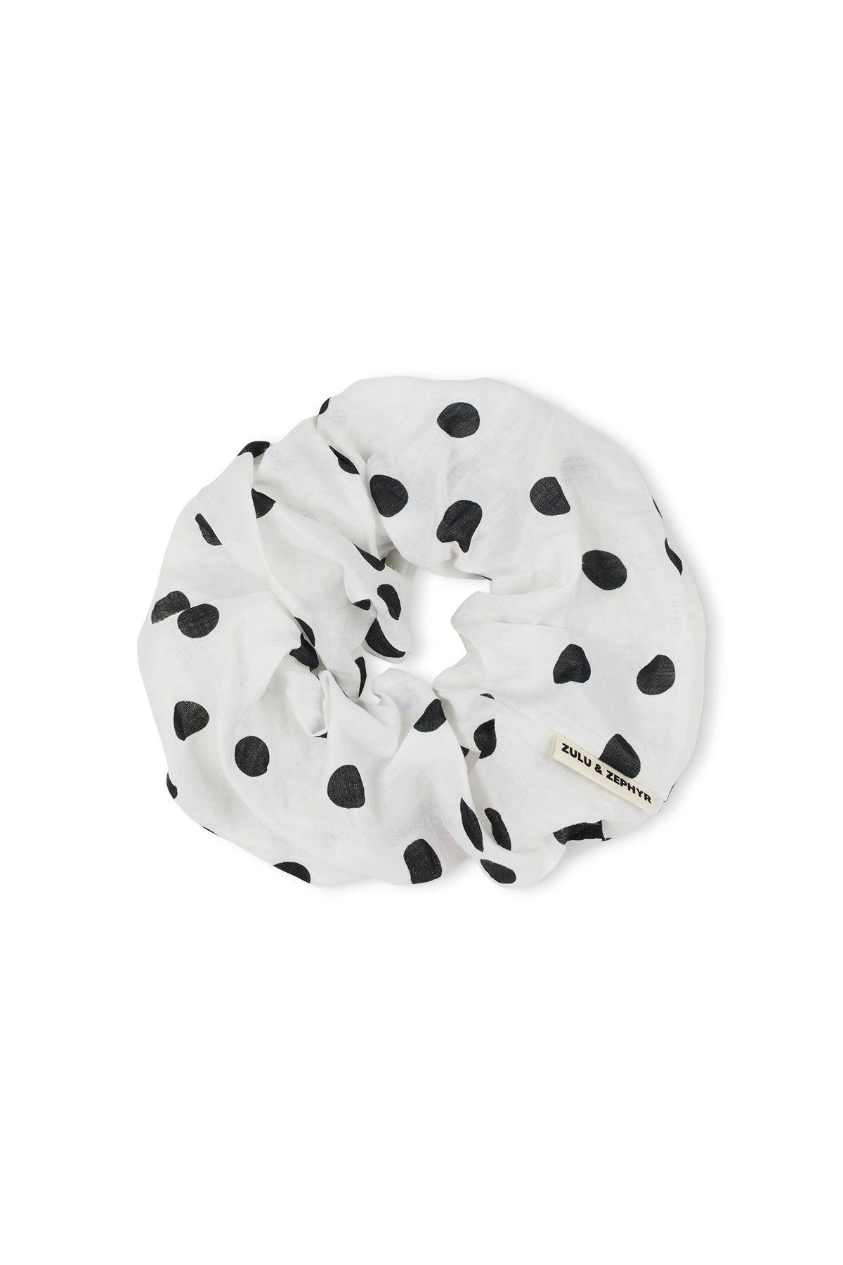 Large Ramie Scrunchie - Black Spot