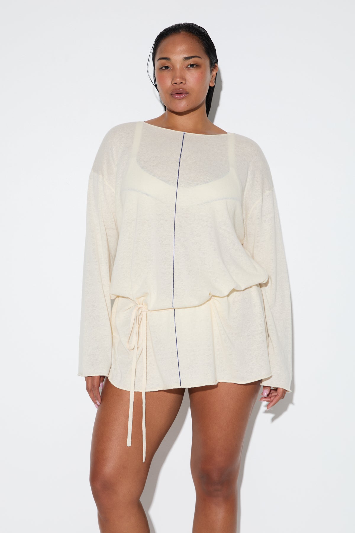 Soft Contrast Mini Dress - Coconut
