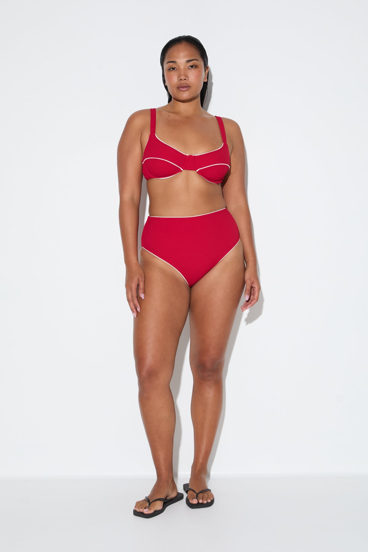 Crinkle Adjustable Bra Cup Top - Cherry Red