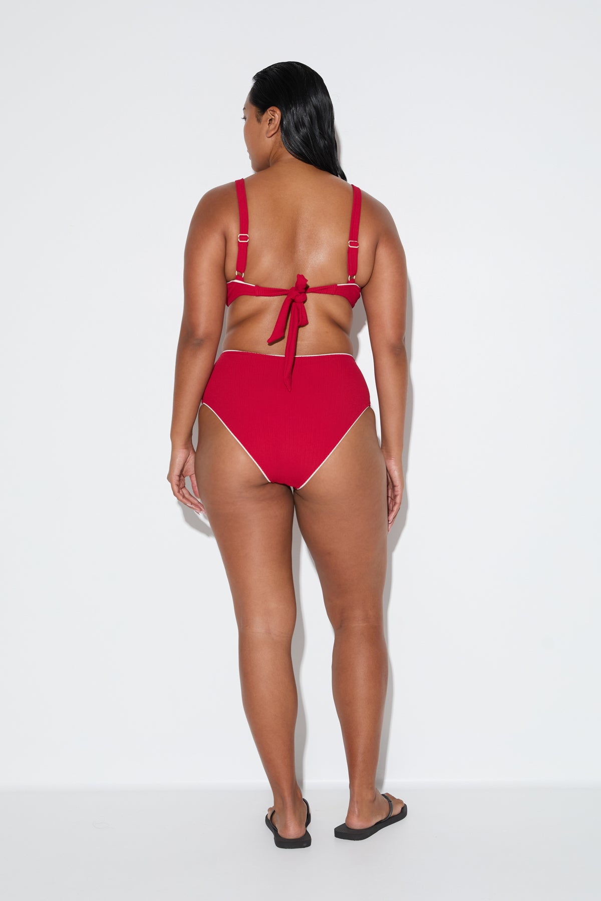 Crinkle Adjustable Bra Cup Top - Cherry Red
