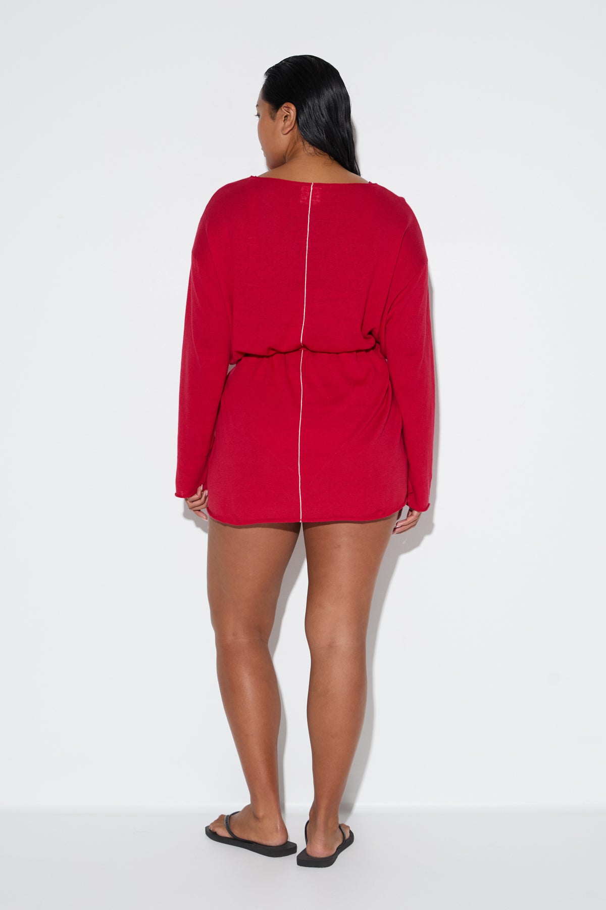 Soft Contrast Mini Dress - Cherry Red