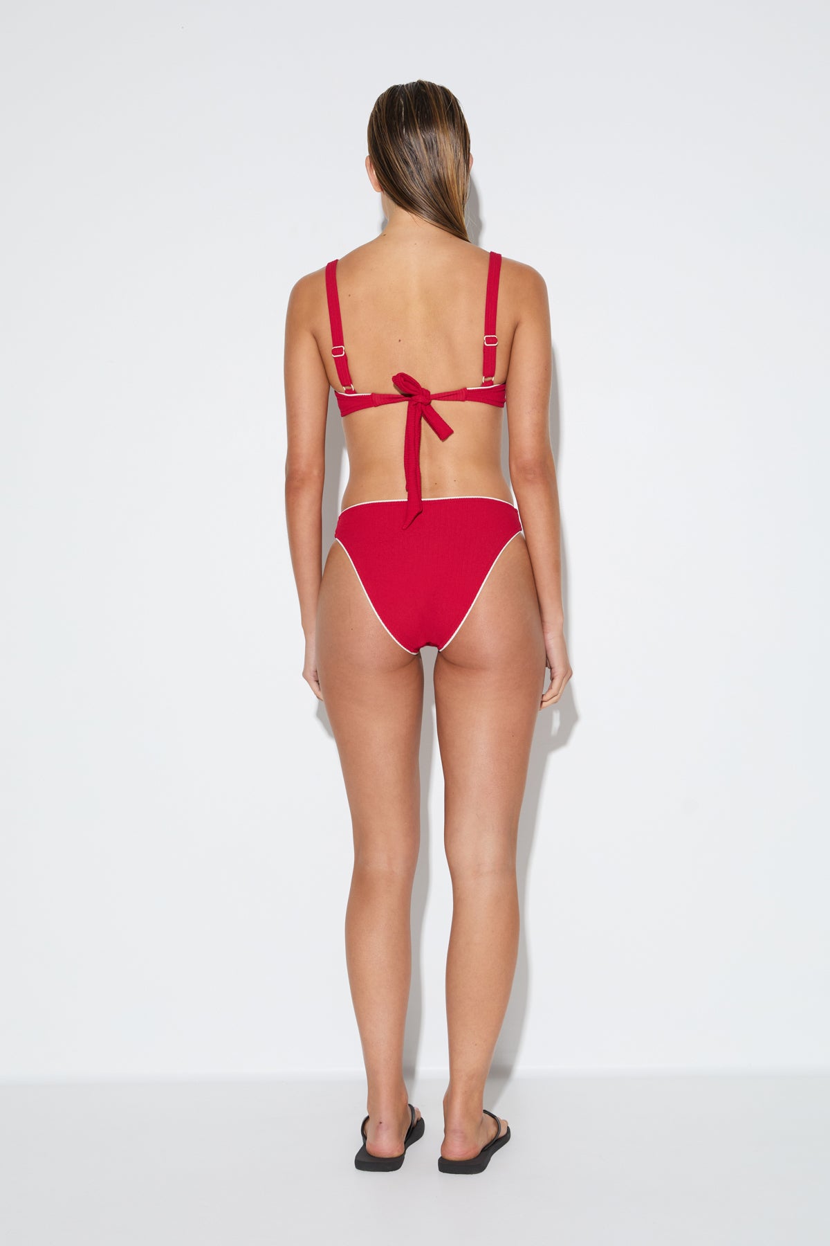 Crinkle Adjustable Bra Cup Top - Cherry Red