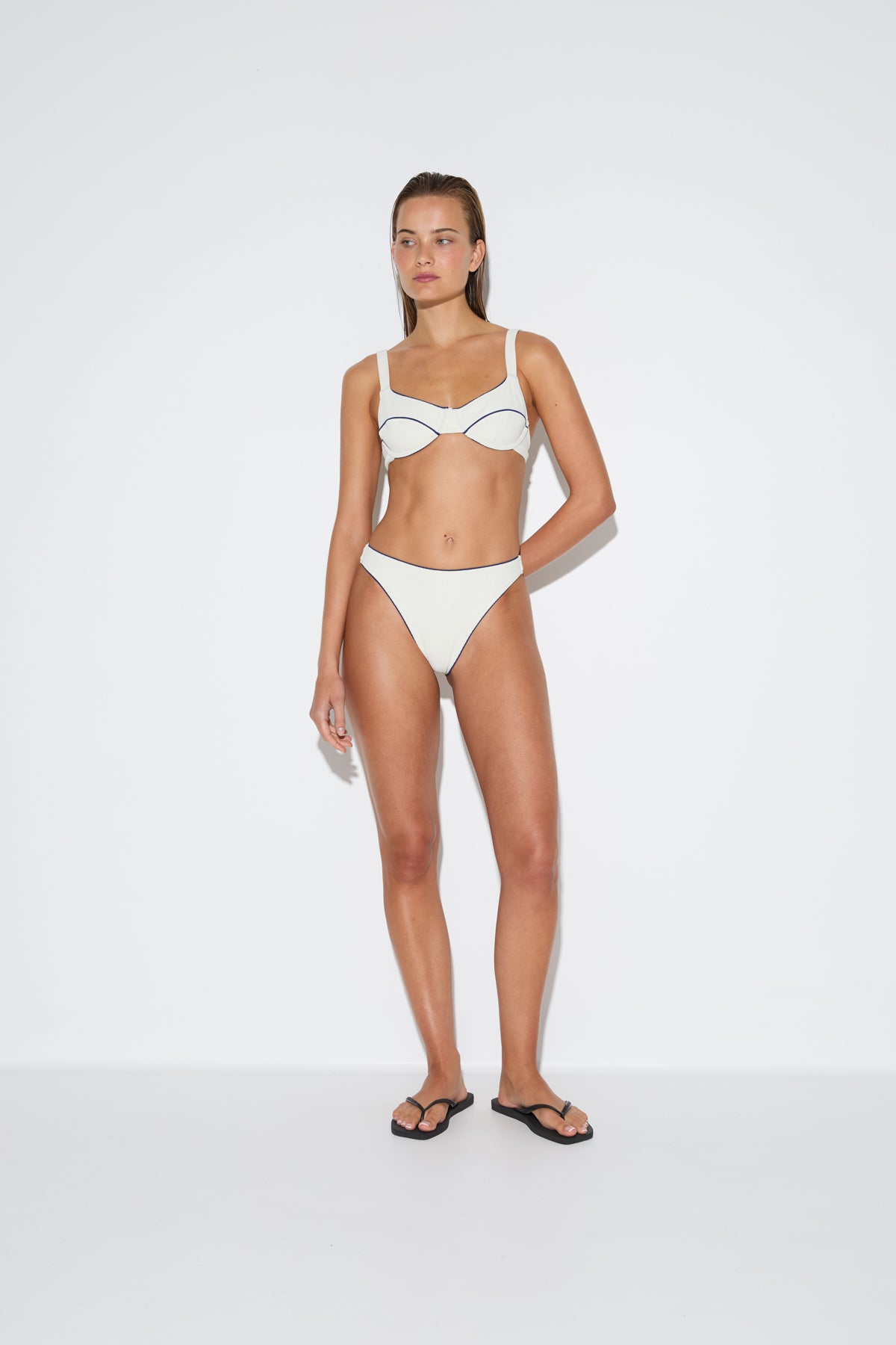 Crinkle Adjustable Bra Cup Top - Coconut