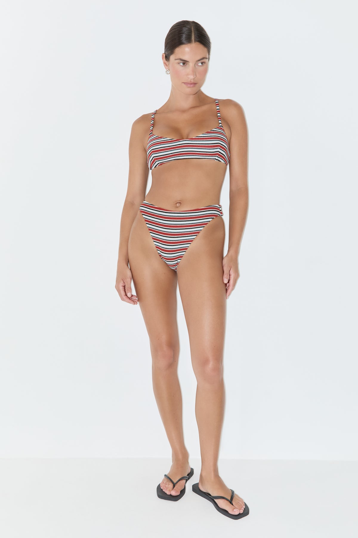 Towelling Bralette Top - Bold Stripe