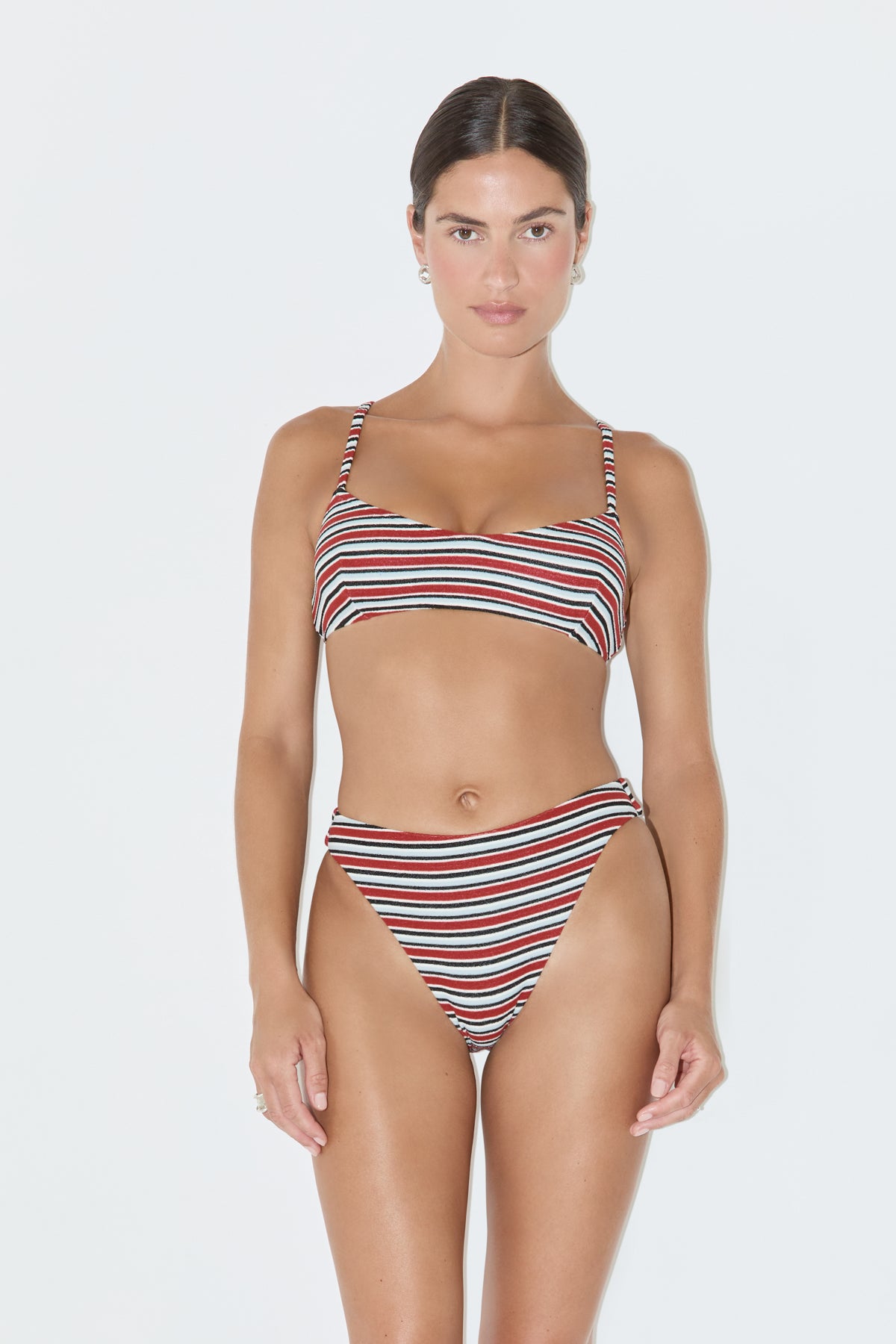 Towelling Bralette Top - Bold Stripe