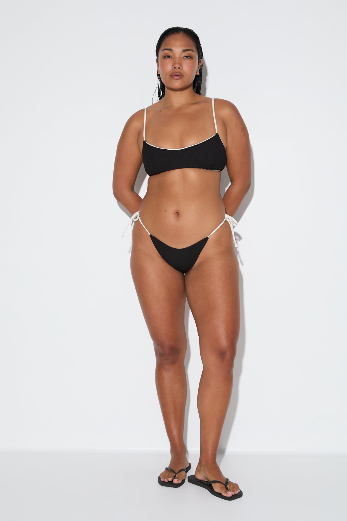 Crinkle Minimal Bralette Top - Black