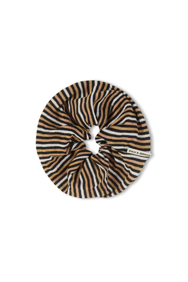 Large Knit Scrunchie - Black Stripe