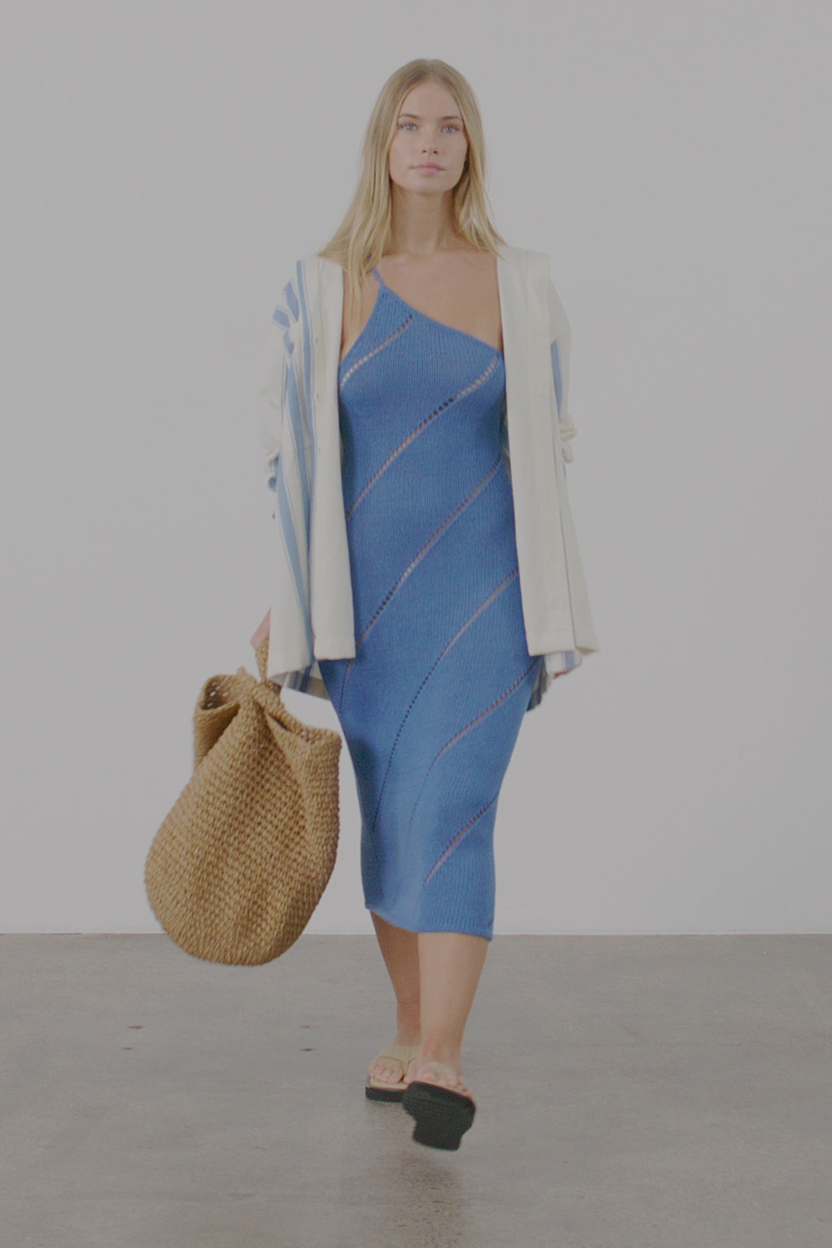Ocean Blue Lattice Knit Dress