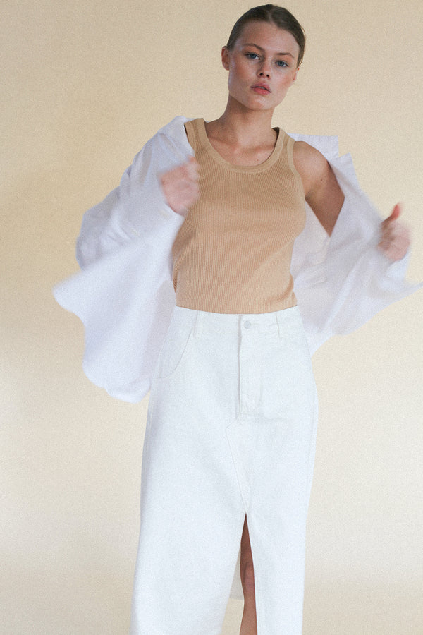 Recycled Cotton Utility Skirt - Ivory