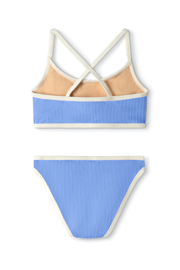 Mini Rib Cross Over Bikini - Bay Blue