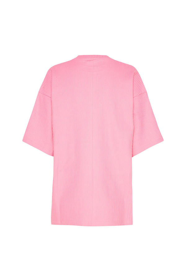 Classic Ribbed Tee - Hot Pink