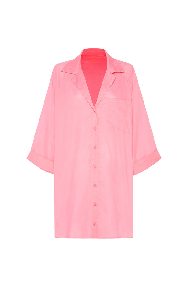 Classic Cover Up Shirt - Hot Pink