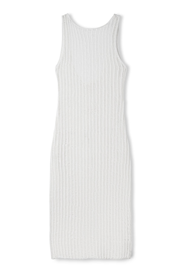 White Cotton Crochet Backless Dress